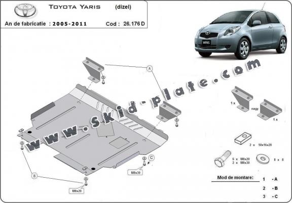 Steel skid plate for Toyota Yaris XP210