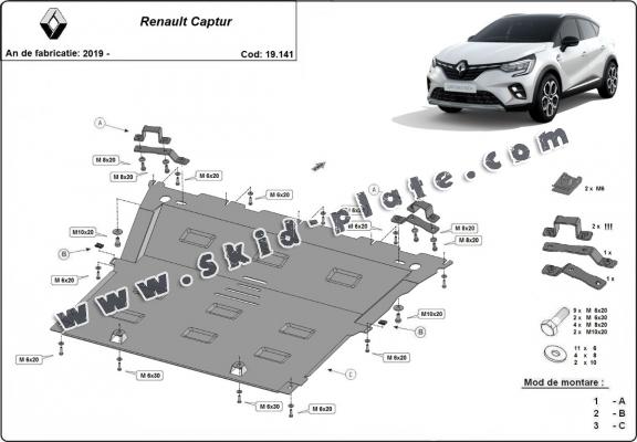 Steel skid plate for Renault Captur