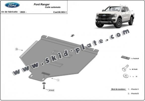 Steel automatic gearbox skid plate for Ford Ranger