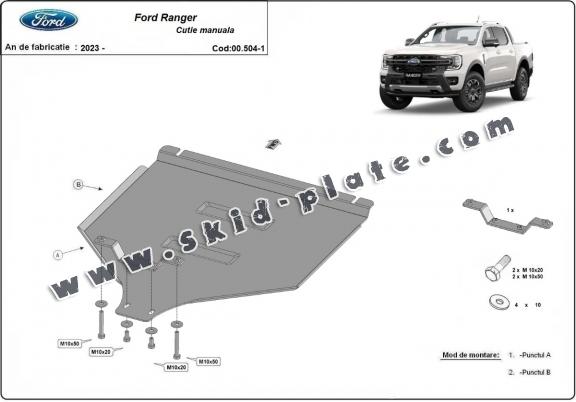 Steel manual gearbox skid plate Ford Ranger