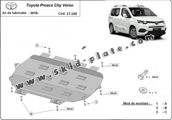 Steel skid plate for Toyota Proace City Verso
