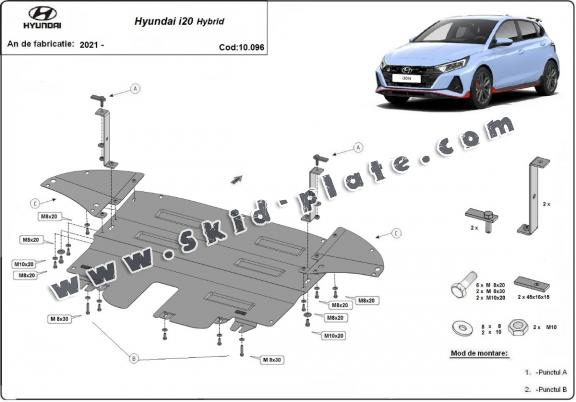 Steel skid plate for Hyundai i20 Hybrid