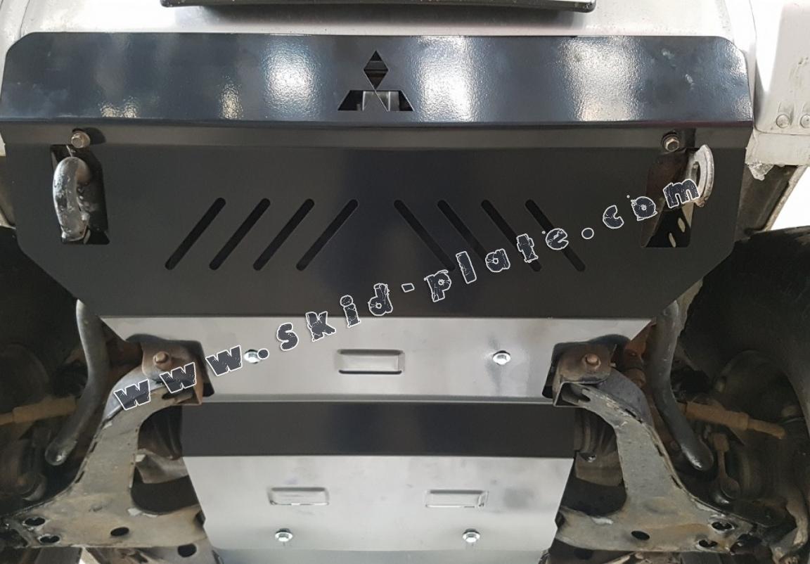 Steel skid plate for the protection of the engine and the radiator for Mitsubishi  Pajero 3 (